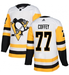 Men's Adidas Pittsburgh Penguins #77 Paul Coffey Authentic White Away NHL Jersey