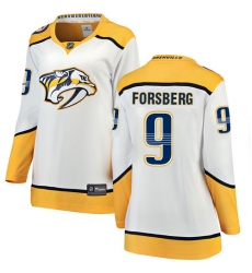 Women's Nashville Predators #9 Filip Forsberg Fanatics Branded White Away Breakaway NHL Jersey