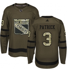 Men's Adidas New York Rangers #3 James Patrick Authentic Green Salute to Service NHL Jersey