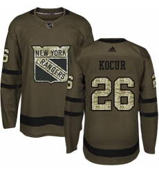 Men's Adidas New York Rangers #26 Joe Kocur Authentic Green Salute to Service NHL Jersey