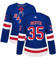 Women's Adidas New York Rangers #35 Mike Richter Authentic Royal Blue Home NHL Jersey