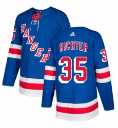 Youth Adidas New York Rangers #35 Mike Richter Authentic Royal Blue Home NHL Jersey
