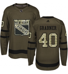 Youth Adidas New York Rangers #40 Michael Grabner Authentic Green Salute to Service NHL Jersey