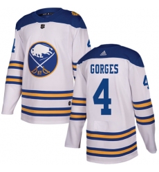 Men's Adidas Buffalo Sabres #4 Josh Gorges Authentic White 2018 Winter Classic NHL Jersey
