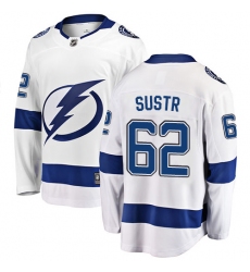 Youth Tampa Bay Lightning #62 Andrej Sustr Fanatics Branded White Away Breakaway NHL Jersey