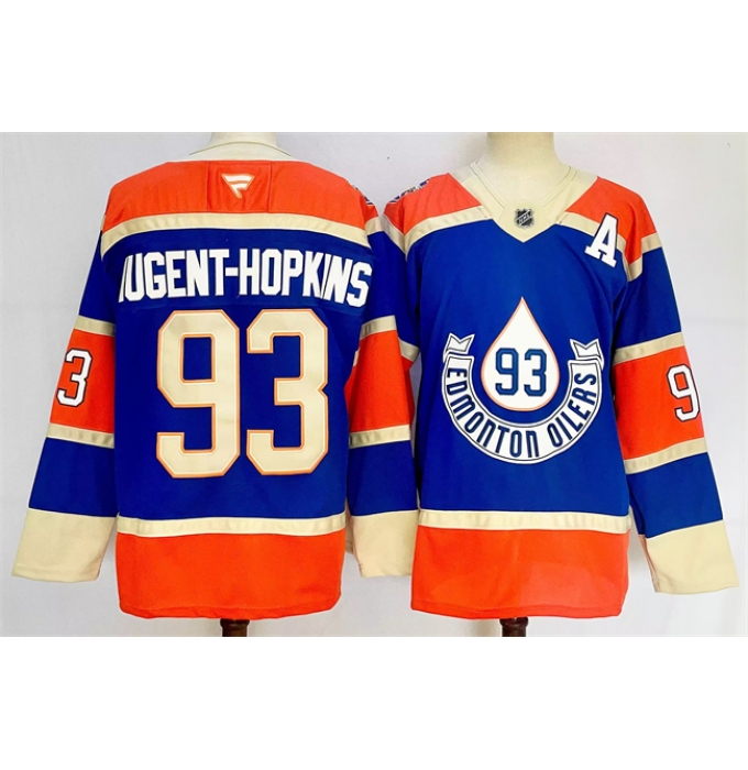 Men's Edmonton Oilers #93 Ryan Nugent-Hopkins Royal 2024-25 With A Heritage Classic Primegreen Stitched Jersey