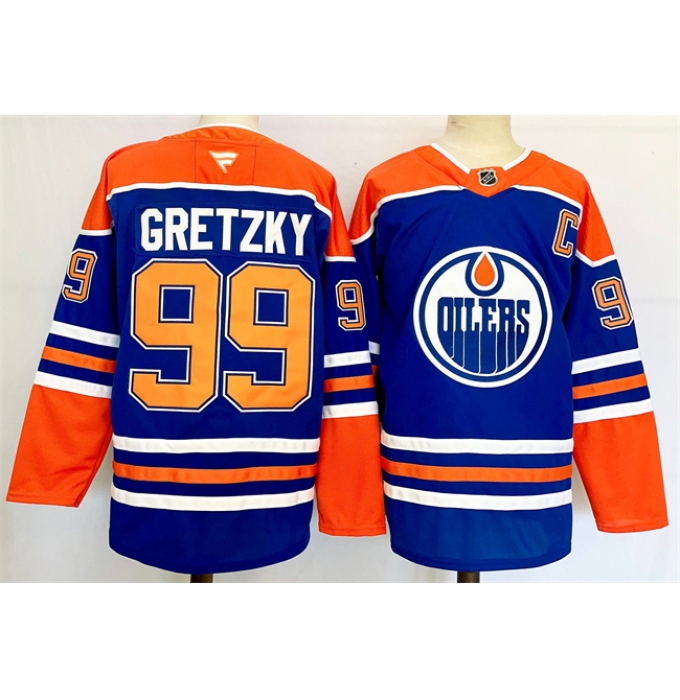 Men's Edmonton Oilers #99 Wayne Gretzky Royal 2024-25 Stitched Jersey