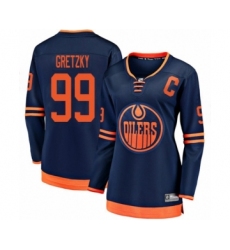Women's Edmonton Oilers #99 Wayne Gretzky Authentic Navy Blue Alternate Fanatics Branded Breakaway Hockey Jersey