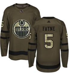 Men's Adidas Edmonton Oilers #5 Mark Fayne Authentic Green Salute to Service NHL Jersey