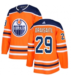 Men's Adidas Edmonton Oilers #29 Leon Draisaitl Premier Orange Home NHL Jersey