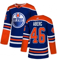 Men's Adidas Edmonton Oilers #46 Pontus Aberg Premier Royal Blue Alternate NHL Jersey