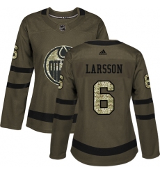 Women's Adidas Edmonton Oilers #6 Adam Larsson Authentic Green Salute to Service NHL Jersey