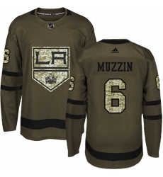 Youth Adidas Los Angeles Kings #6 Jake Muzzin Authentic Green Salute to Service NHL Jersey