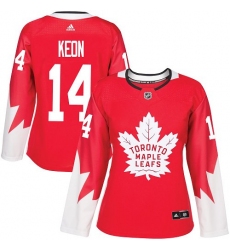 Women's Adidas Toronto Maple Leafs #14 Dave Keon Authentic Red Alternate NHL Jersey