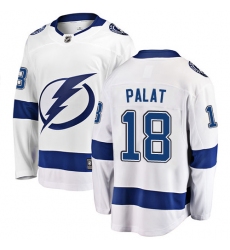 Men's Tampa Bay Lightning #18 Ondrej Palat Fanatics Branded White Away Breakaway NHL Jersey