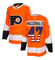 Men's Adidas Philadelphia Flyers #47 Andrew MacDonald Authentic Orange USA Flag Fashion NHL Jersey