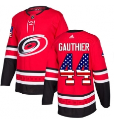 Men's Adidas Carolina Hurricanes #44 Julien Gauthier Authentic Red USA Flag Fashion NHL Jersey