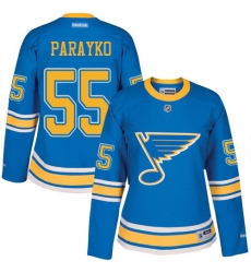 Women's Reebok St. Louis Blues #55 Colton Parayko Premier Blue 2017 Winter Classic NHL Jersey