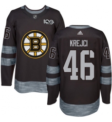 Men's Adidas Boston Bruins #46 David Krejci Premier Black 1917-2017 100th Anniversary NHL Jersey