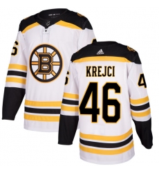 Youth Adidas Boston Bruins #46 David Krejci Authentic White Away NHL Jersey