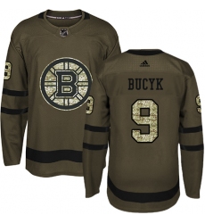 Youth Adidas Boston Bruins #9 Johnny Bucyk Authentic Green Salute to Service NHL Jersey