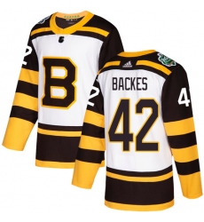Youth Adidas Boston Bruins #42 David Backes Authentic White 2019 Winter Classic NHL Jersey