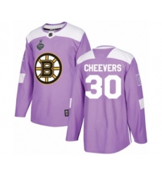Men's Boston Bruins #30 Gerry Cheevers Authentic Purple Fights Cancer Practice 2019 Stanley Cup Final Bound Hockey Jersey