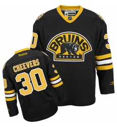 Women's Reebok Boston Bruins #30 Gerry Cheevers Premier Black Third NHL Jersey