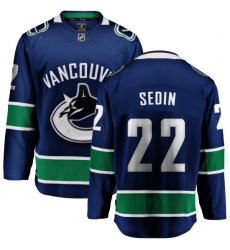 Youth Vancouver Canucks #22 Daniel Sedin Fanatics Branded Blue Home Breakaway NHL Jersey