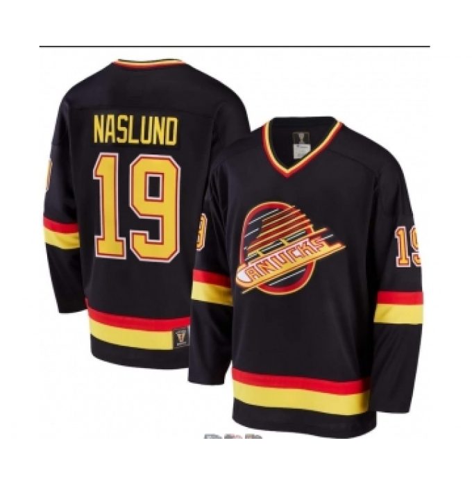 Men's Vancouver Canucks #19 Markus Naslund Black Throwback CCM Jersey
