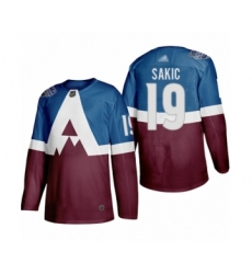 Men's Colorado Avalanche #19 Joe Sakic Authentic Burgundy Blue 2020 Stadium Series Hockey Jersey