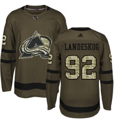 Men's Adidas Colorado Avalanche #92 Gabriel Landeskog Authentic Green Salute to Service NHL Jersey