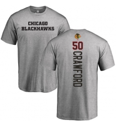 NHL Adidas Chicago Blackhawks #50 Corey Crawford Ash Backer T-Shirt