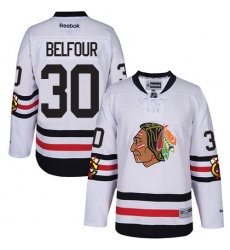 Men's Reebok Chicago Blackhawks #30 ED Belfour Premier White 2017 Winter Classic NHL Jersey