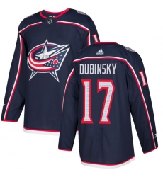 Men's Adidas Columbus Blue Jackets #17 Brandon Dubinsky Premier Navy Blue Home NHL Jersey