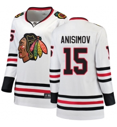 Women's Chicago Blackhawks #15 Artem Anisimov Authentic White Away Fanatics Branded Breakaway NHL Jersey