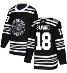 Men's Adidas Chicago Blackhawks #18 Denis Savard Authentic Black 2019 Winter Classic NHL Jersey