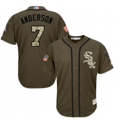 Men's Majestic Chicago White Sox #7 Tim Anderson Replica Green Salute to Service MLB Jersey