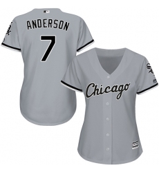 Women's Majestic Chicago White Sox #7 Tim Anderson Authentic Grey Road Cool Base MLB Jersey