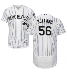 Men's Majestic Colorado Rockies #56 Greg Holland White Flexbase Authentic Collection MLB Jersey