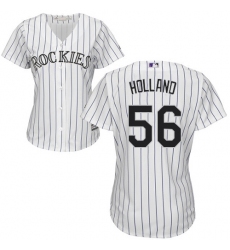 Women's Majestic Colorado Rockies #56 Greg Holland Replica White Home Cool Base MLB Jersey