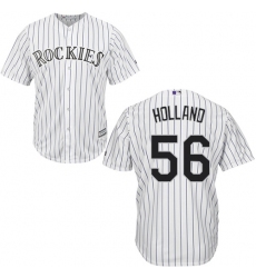 Youth Majestic Colorado Rockies #56 Greg Holland Authentic White Home Cool Base MLB Jersey