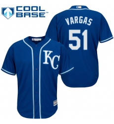 Men's Majestic Kansas City Royals #51 Jason Vargas Replica Blue Alternate 2 Cool Base MLB Jersey