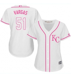 Women's Majestic Kansas City Royals #51 Jason Vargas Replica White Fashion Cool Base MLB Jersey