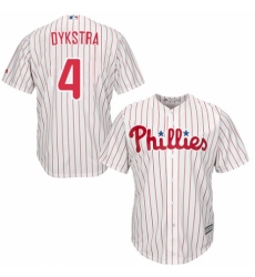 Men's Majestic Philadelphia Phillies #4 Lenny Dykstra Replica White/Red Strip Home Cool Base MLB Jersey