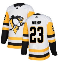 Youth Adidas Pittsburgh Penguins #23 Scott Wilson Authentic White Away NHL Jersey