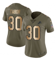 Women's Nike Detroit Lions #30 Teez Tabor Limited Olive/Gold Salute to Service NFL Jersey