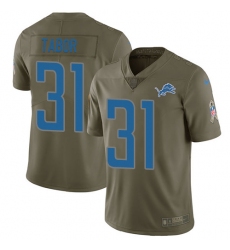 Youth Nike Detroit Lions #31 Teez Tabor Limited Olive 2017 Salute to Service NFL Jersey