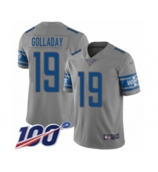 Youth Detroit Lions #19 Kenny Golladay Limited Gray Inverted Legend 100th Season Football Jersey
