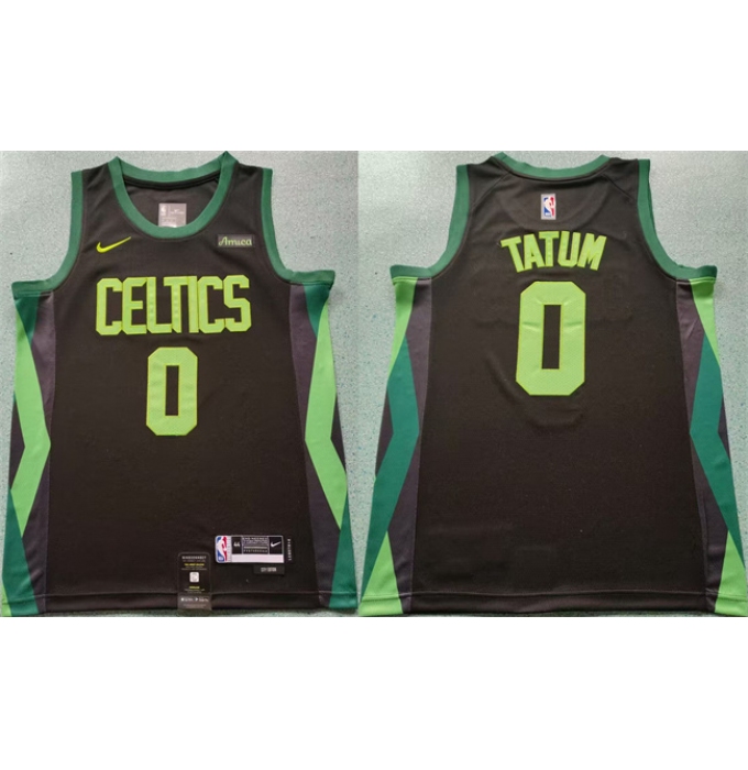 Men's Boston Celtics #0 Jayson Tatum Black 2024-25 City Edition Statement Edition Stitched Basketball Jersey